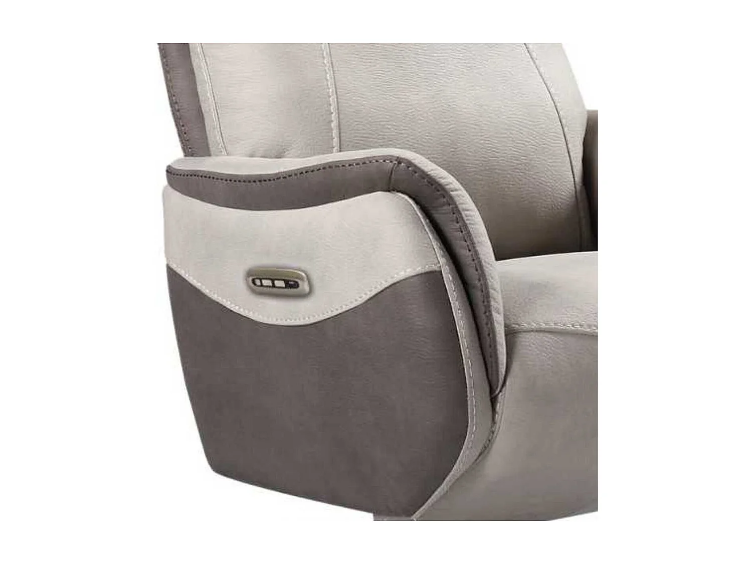 Fauteuil relax électrique pivotant tissu micro peau brun taupe et beige mastic - SANGY