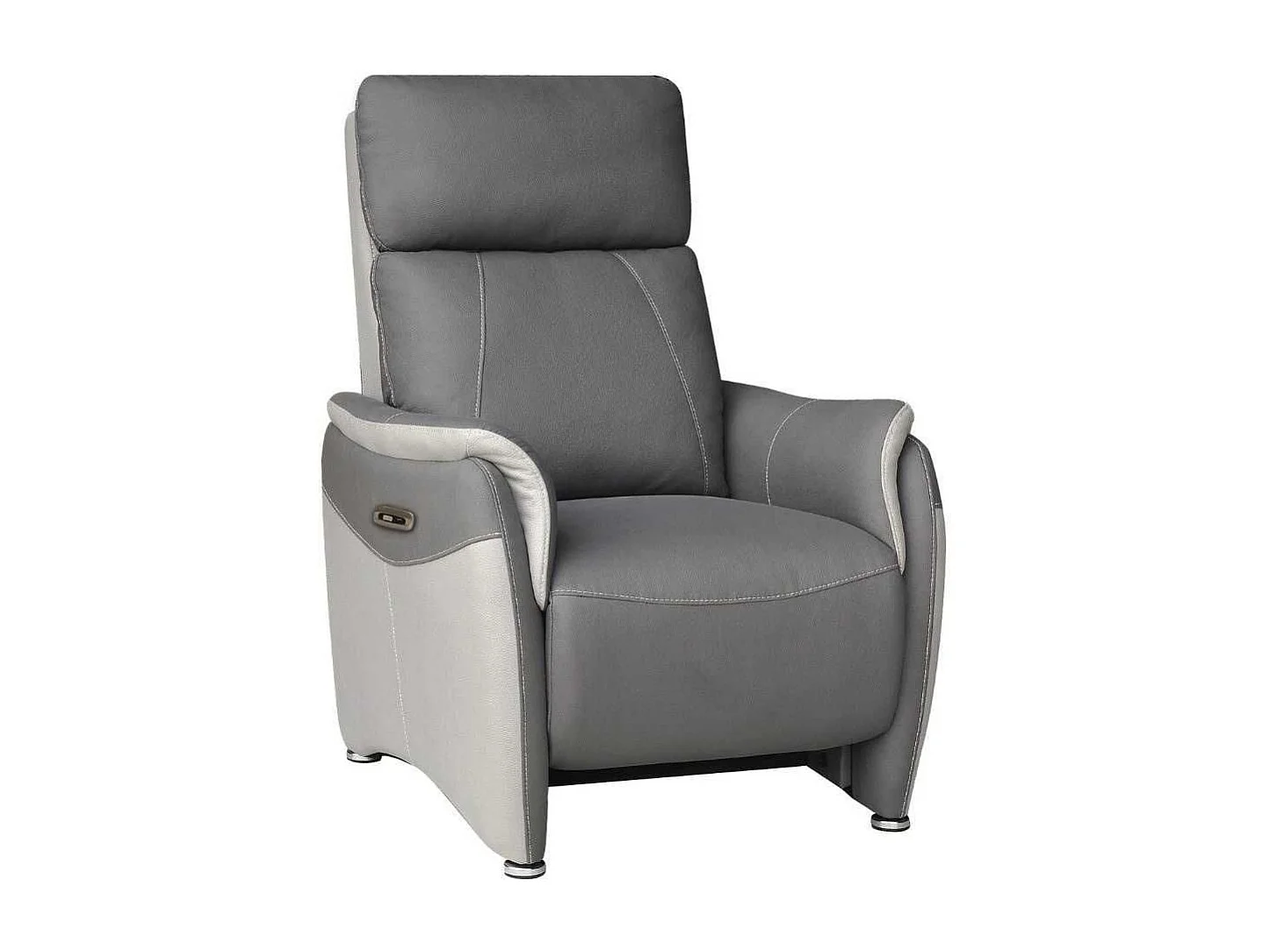 Fauteuil relax électrique tissu micro grain gris plomb et gris perle - SANGY