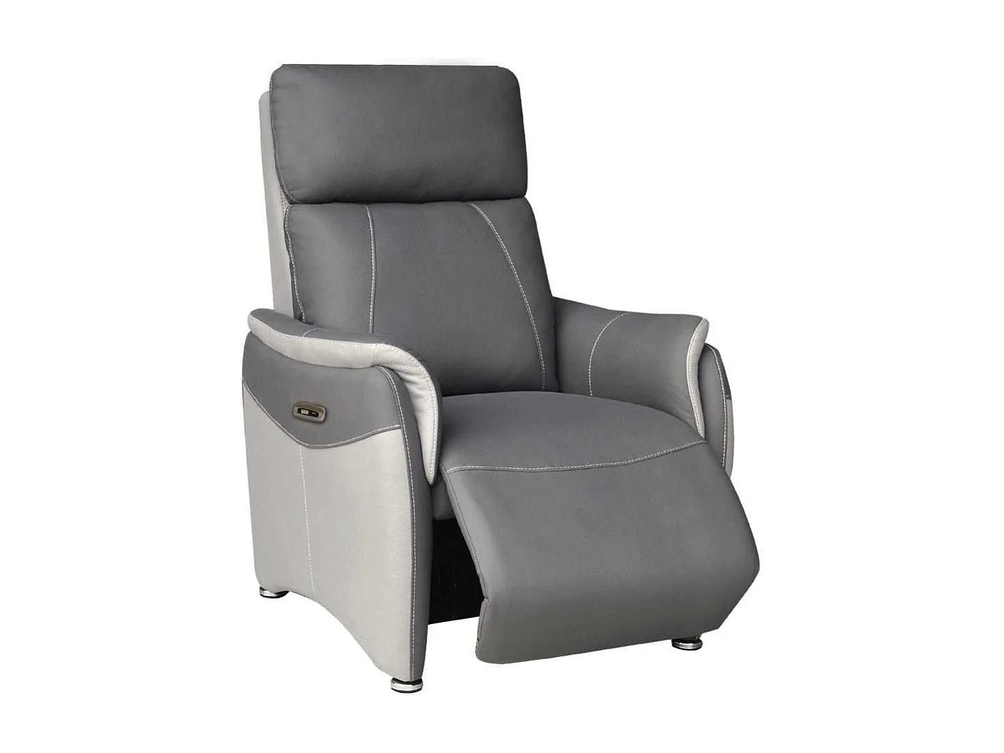 Fauteuil relax électrique tissu micro grain gris plomb et gris perle - SANGY