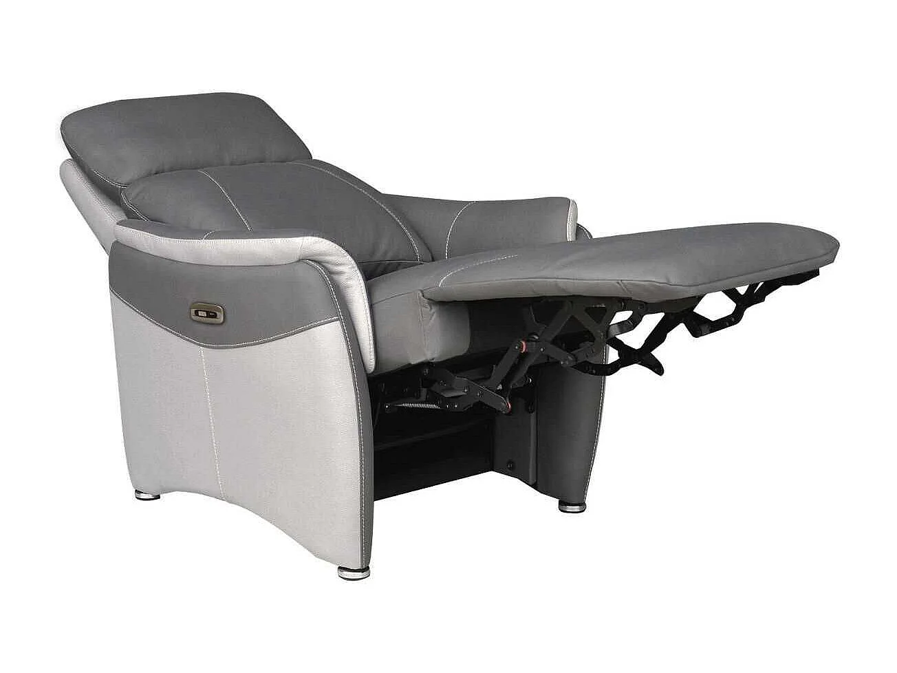 Fauteuil relax électrique tissu micro grain gris plomb et gris perle - SANGY