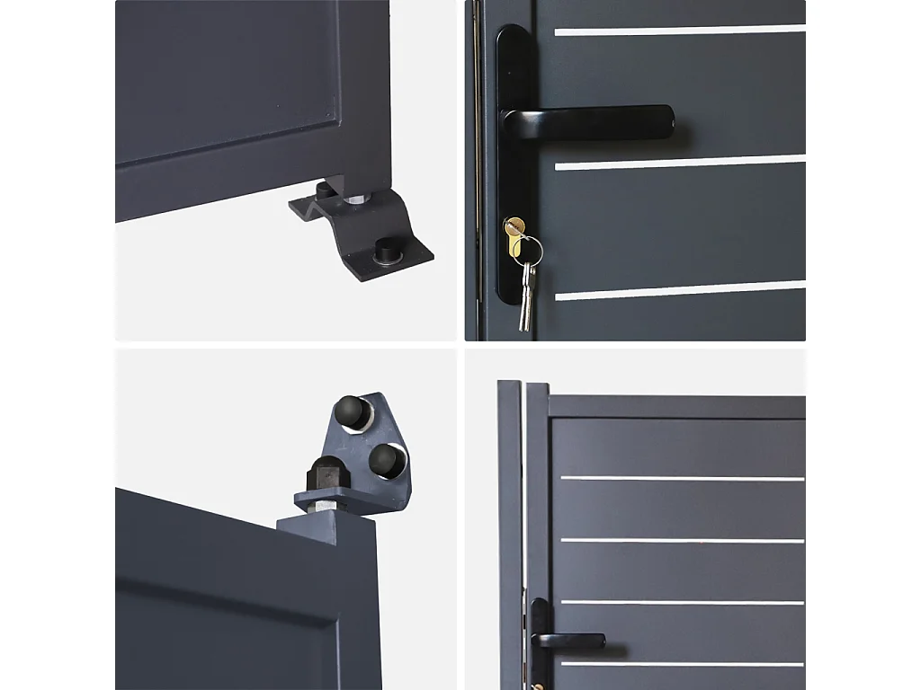 Puerta de jardín de acero galvanizado con cerradura y manija antracita