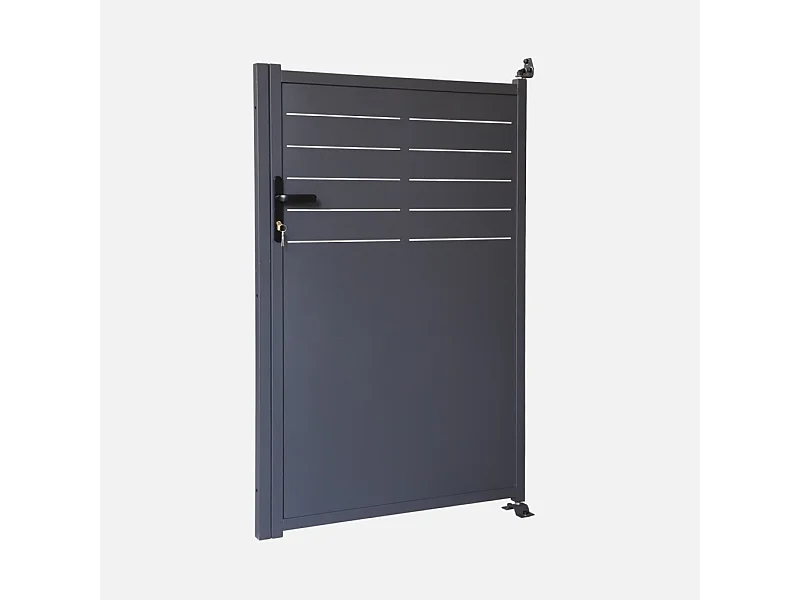 Puerta de jardín de acero galvanizado con cerradura y manija antracita