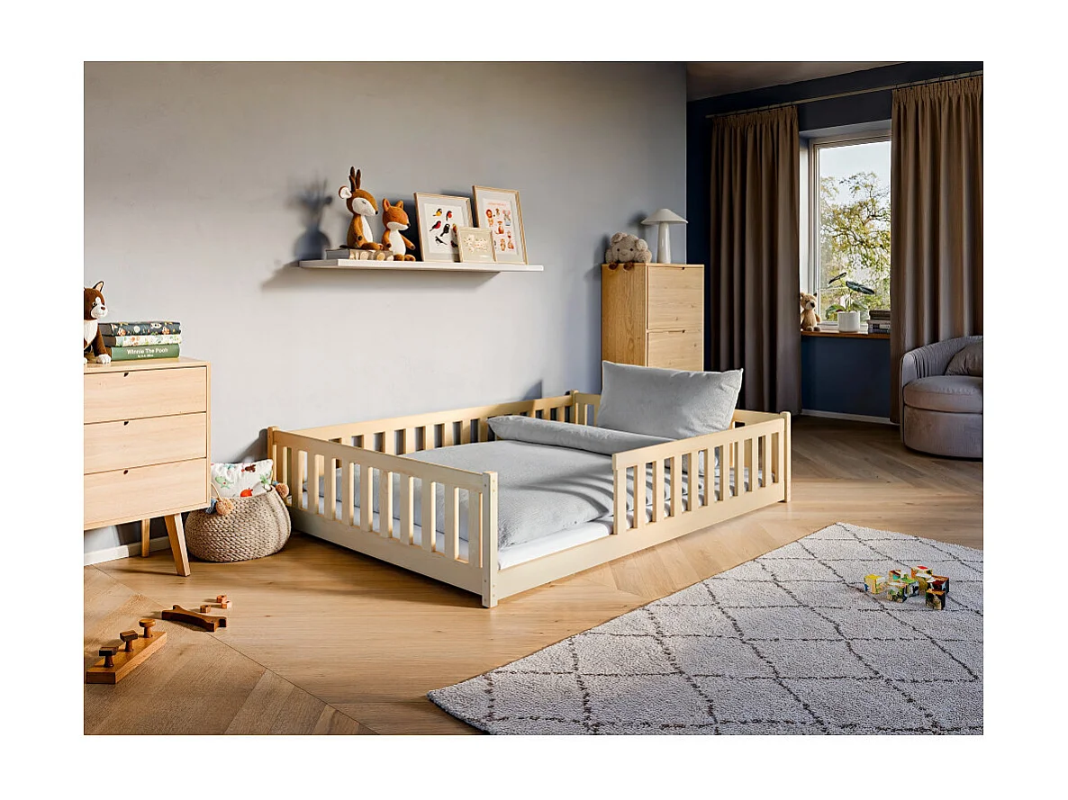 Lit enfant Moti 140X200 Pin Livré avec sommiers