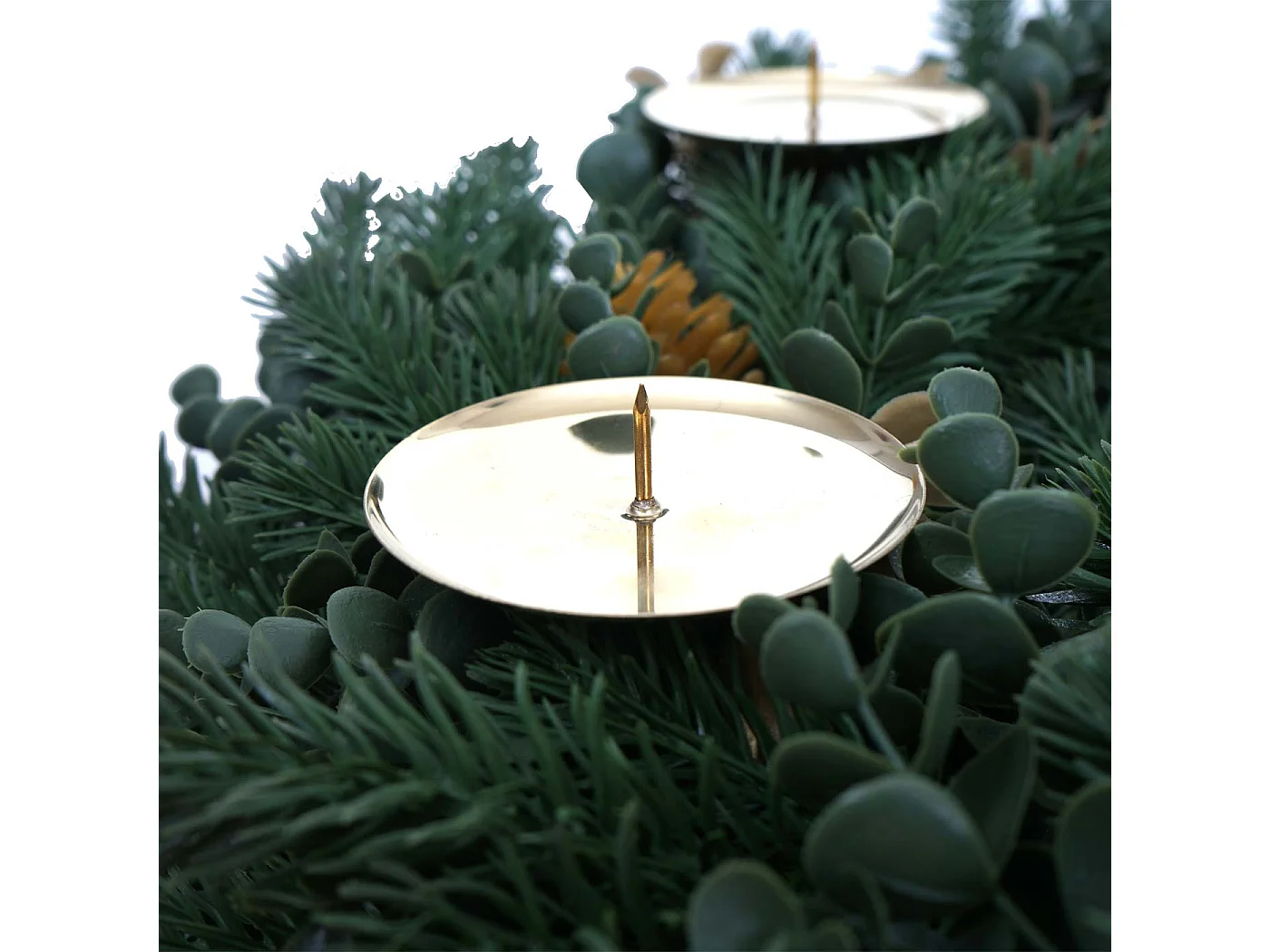 Couronne artificielle MCW-O98,  sapin avec pommes de pin dorées