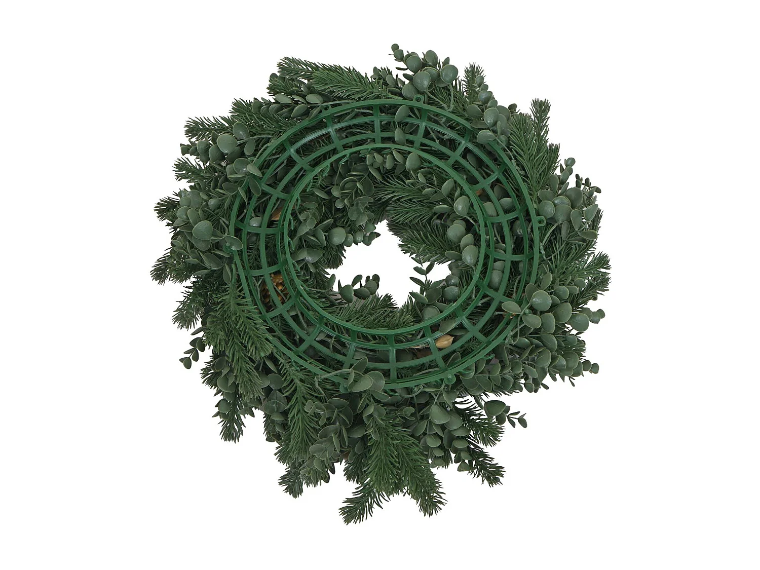 Couronne artificielle MCW-O98,  sapin avec pommes de pin dorées