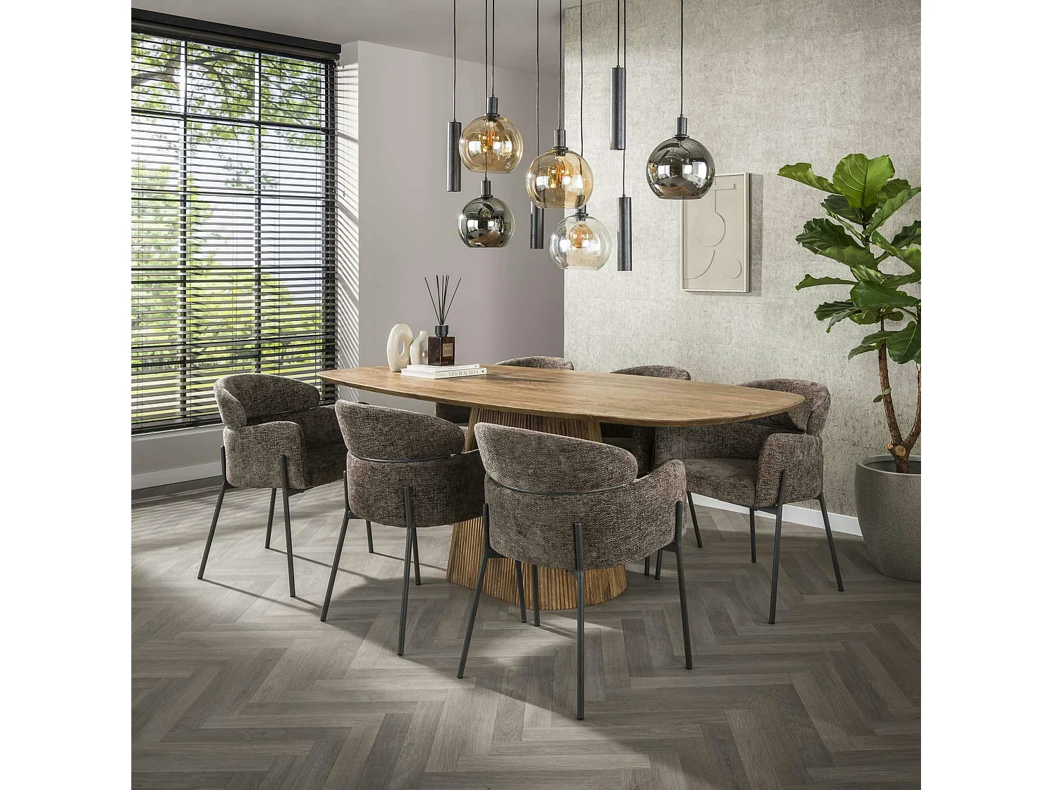 Fauteuil de table taupe dossier rond (lot de 2) GALWAY