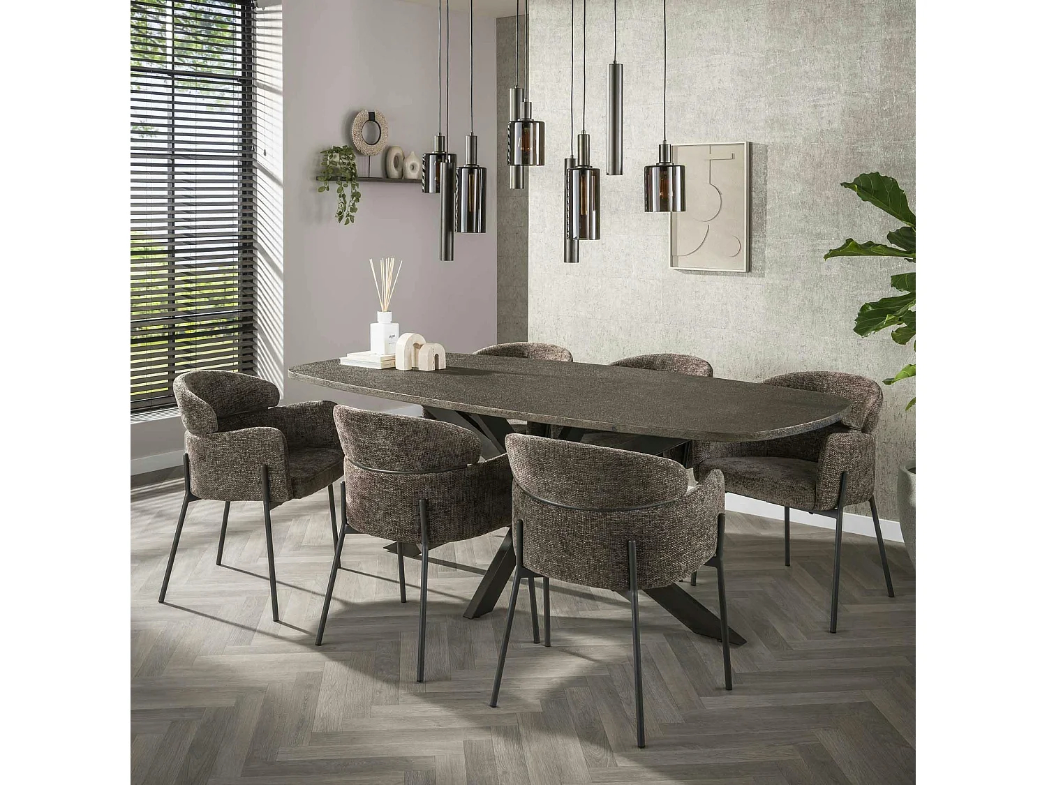 Fauteuil de table taupe dossier rond (lot de 2) GALWAY