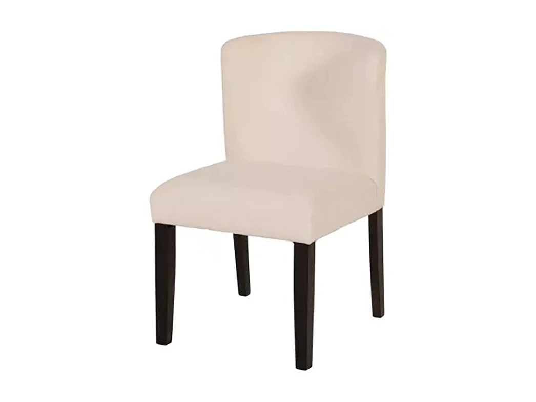 Chaise tissu chenille ivoire pieds bois noir