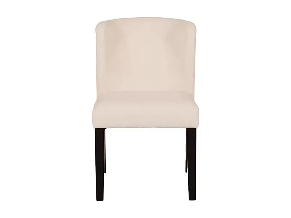 Chaise tissu chenille ivoire pieds bois noir