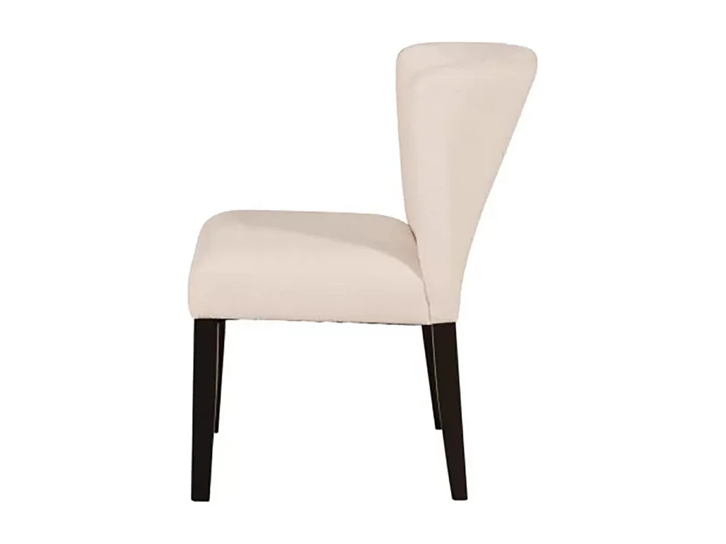 Chaise tissu chenille ivoire pieds bois noir