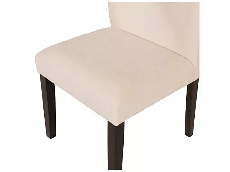 Chaise tissu chenille ivoire pieds bois noir