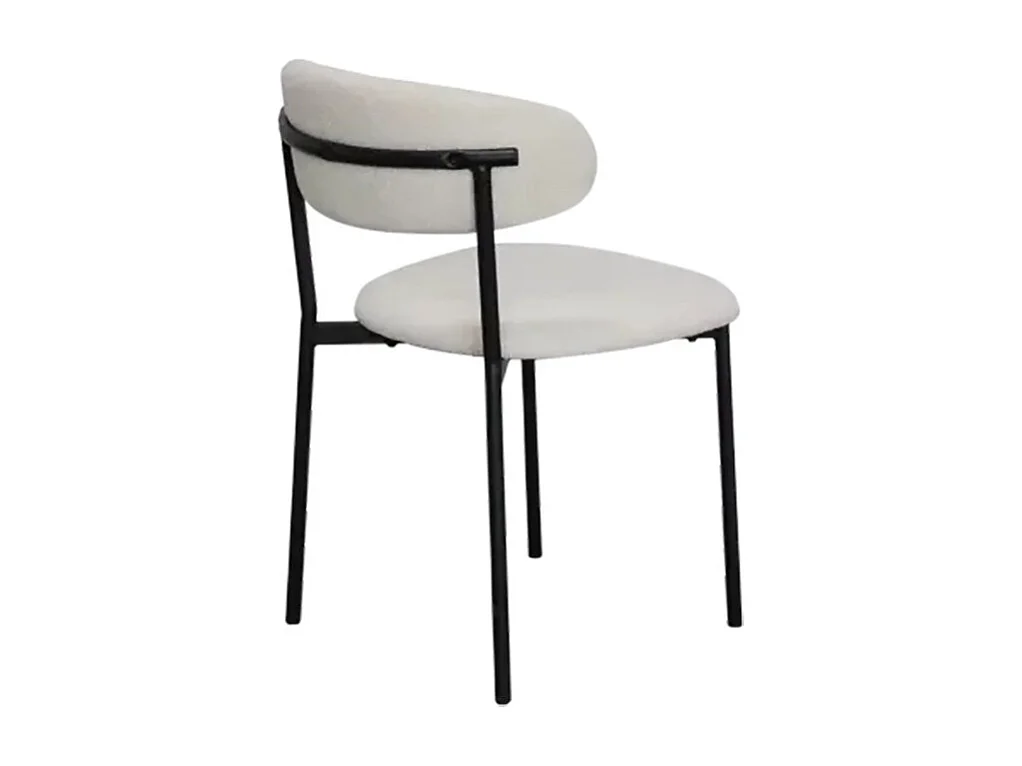 Chaise bouclette blanc structure métal noir