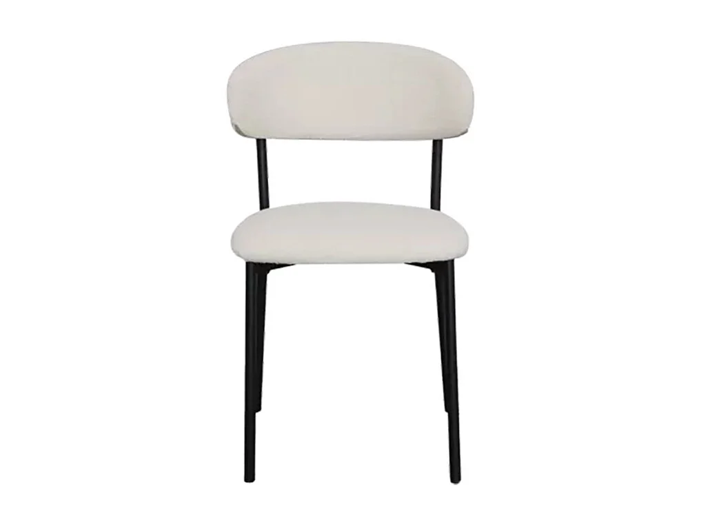 Chaise bouclette blanc structure métal noir