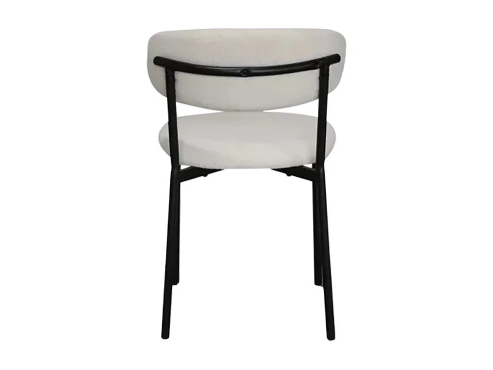 Chaise bouclette blanc structure métal noir