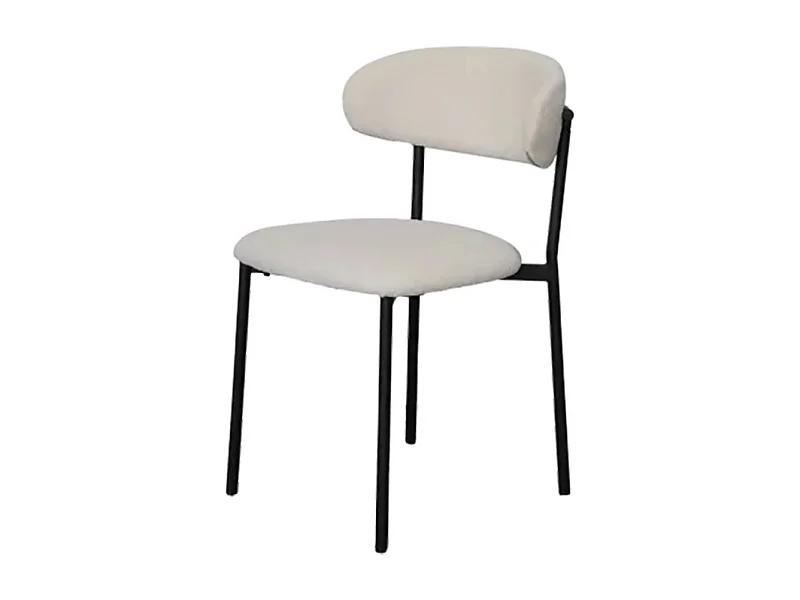 Chaise bouclette blanc structure métal noir