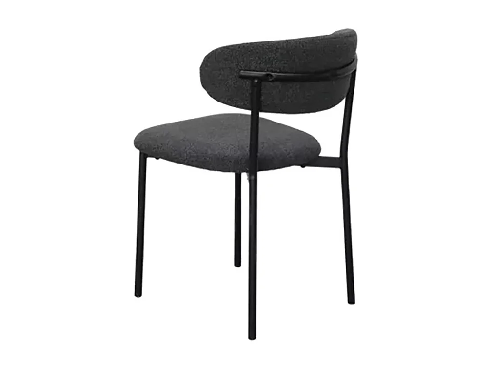 Chaise bouclette anthracite structure métal noir