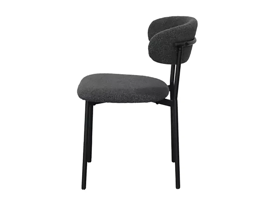 Chaise bouclette anthracite structure métal noir