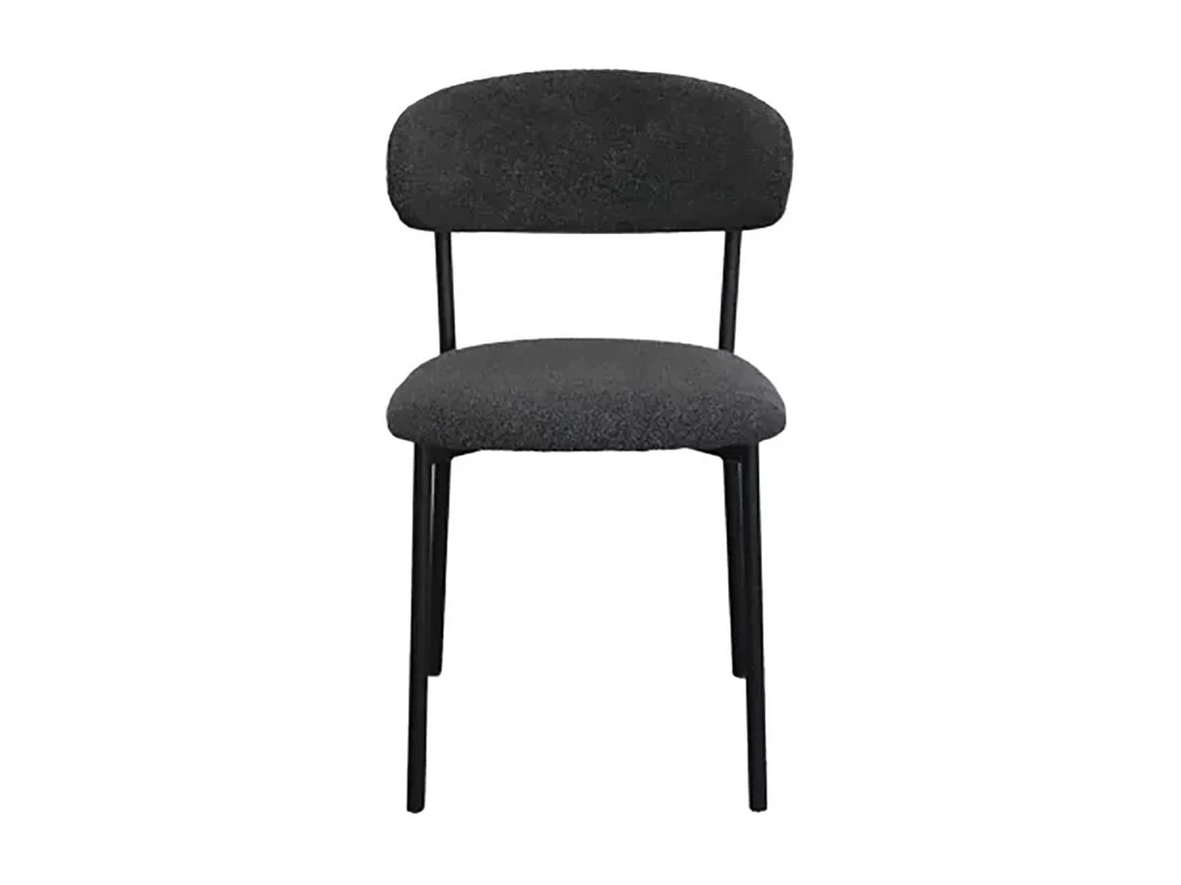 Chaise bouclette anthracite structure métal noir