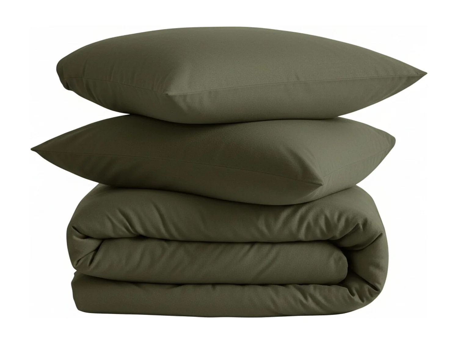 Parure de lit 140x200 flanelle kaki Terre de Nuit