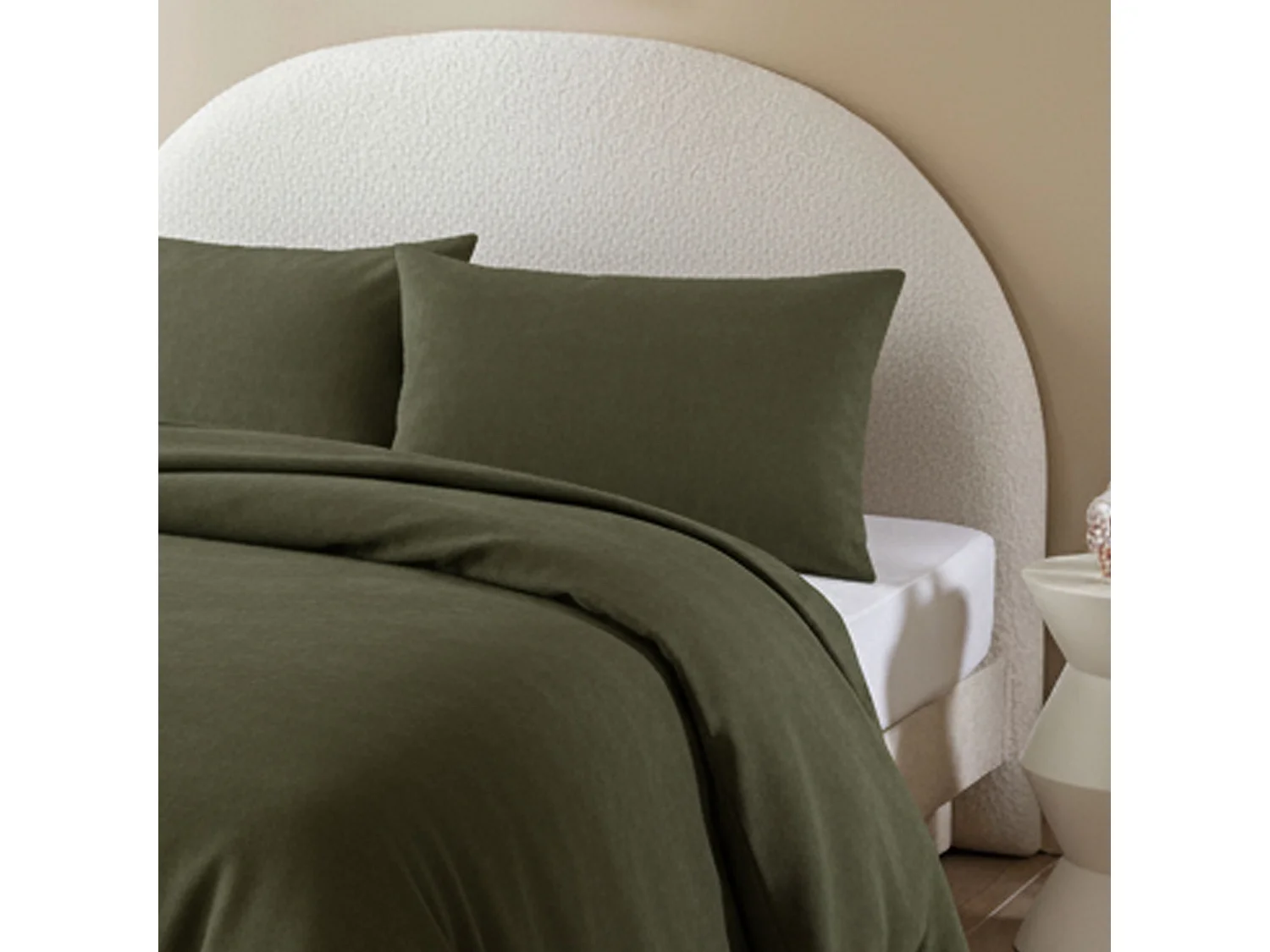 Parure de lit 140x200 flanelle kaki Terre de Nuit