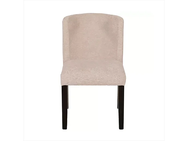 Chaise tissu chenille sable pieds bois noir