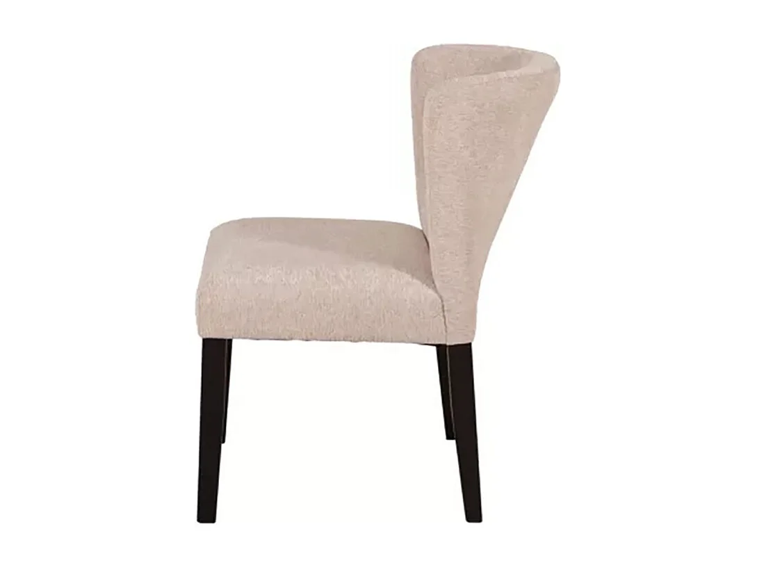 Chaise tissu chenille sable pieds bois noir