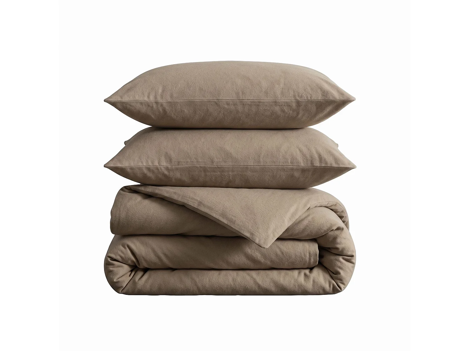 Parure de lit 260x240 flanelle beige Terre de Nuit