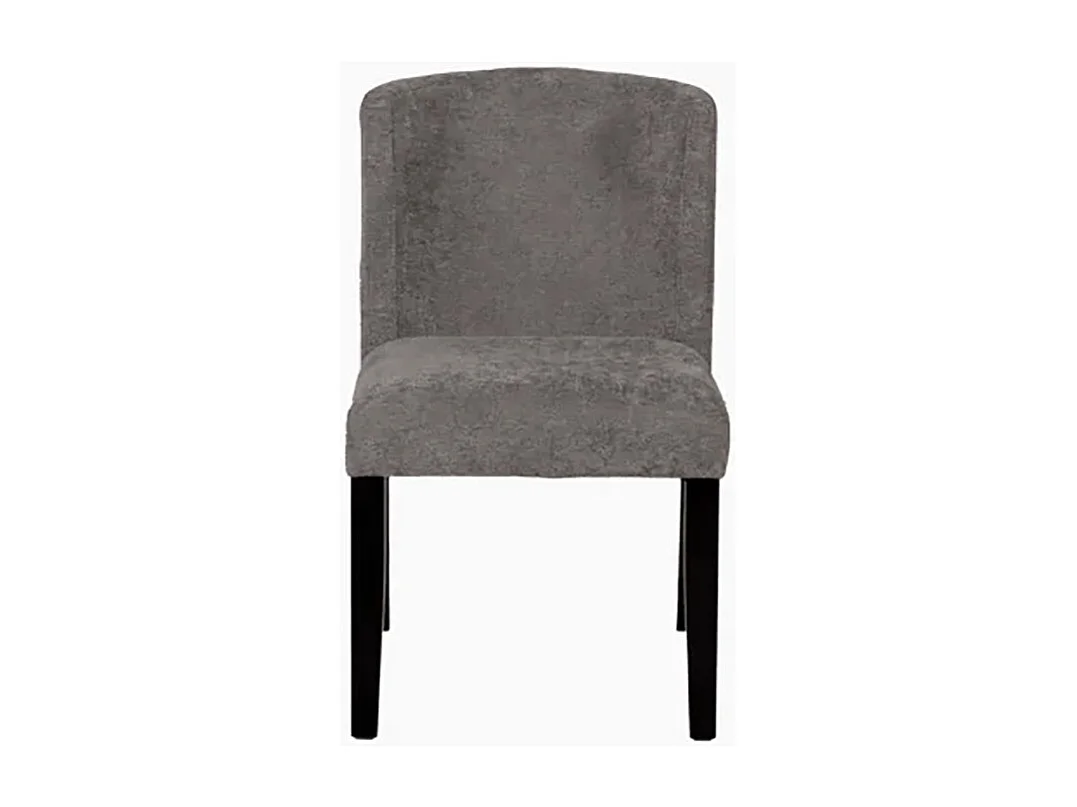 Chaise tissu chenille gris pieds bois noir