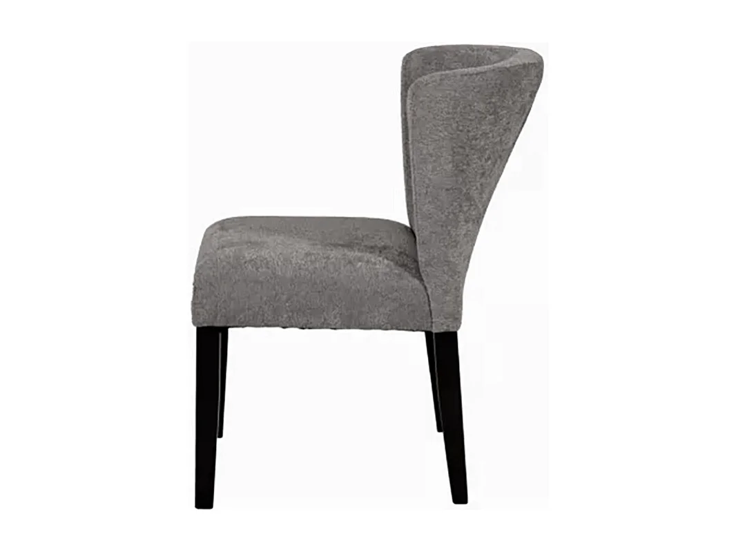 Chaise tissu chenille gris pieds bois noir