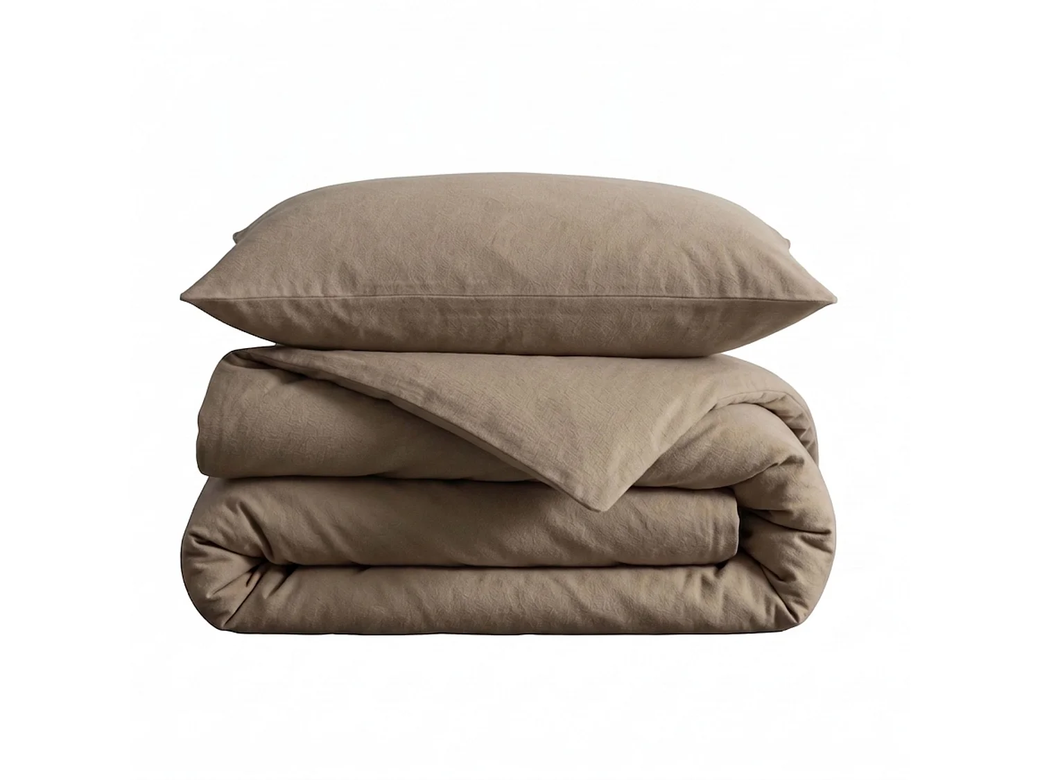 Parure de lit 140x200 flanelle beige Terre de Nuit