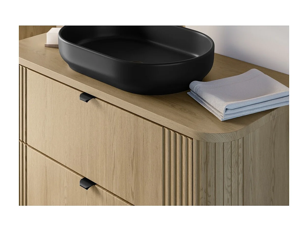 Ensemble de salle de bain KORI : meuble sous vasque 120cm + plan pour vasque + colonne de rangement