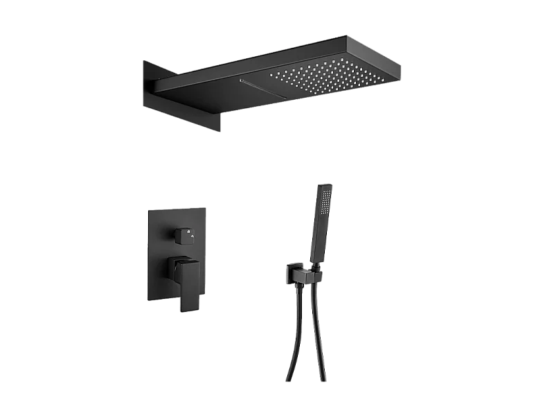 Conjunto de ducha empotrada monomando NIAGARA negra Negro