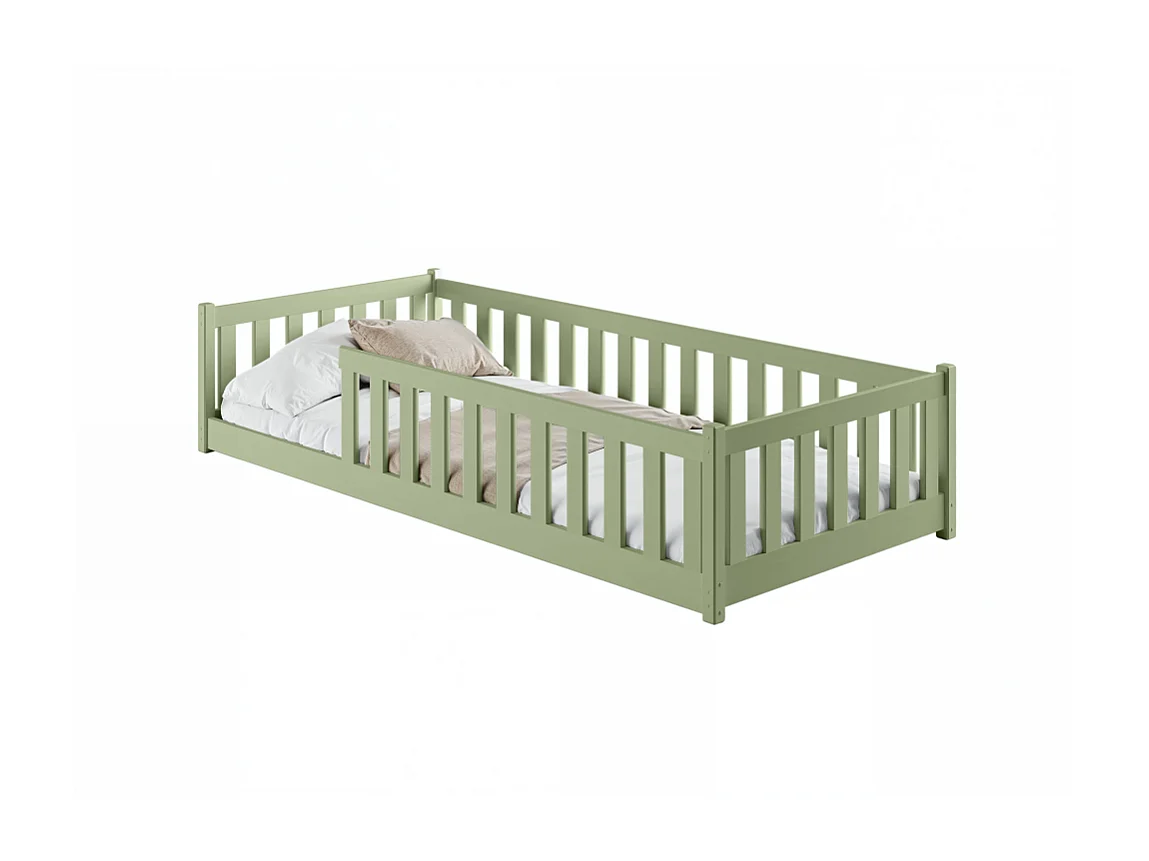 Lit enfant STELA 90x200 Vert olive Livré avec sommiers