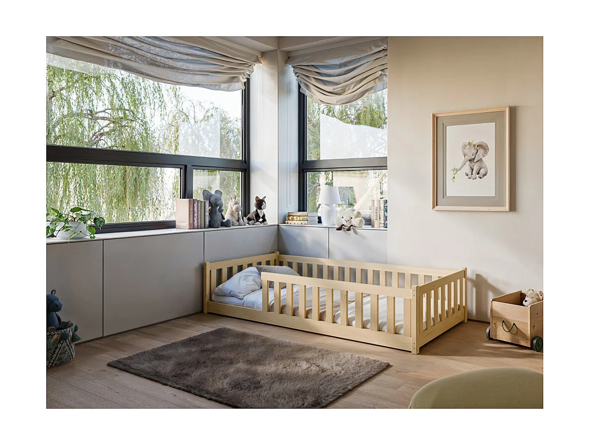 Lit enfant STELA 90x200 Pin Livré avec sommiers