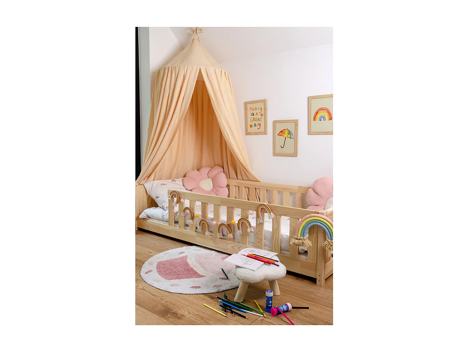 Lit enfant STELA 90x200 Pin Livré avec sommiers