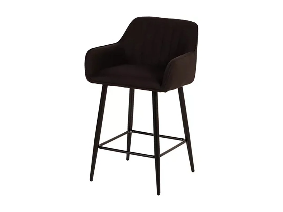 Tabouret de bar avec accoudoirs tissu noir
