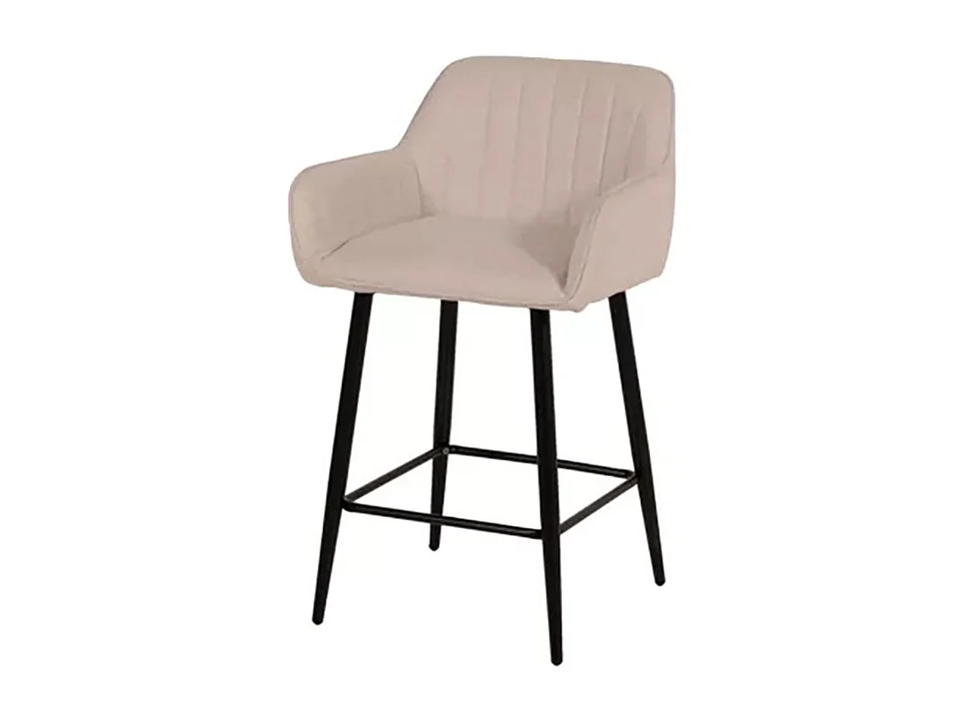 Tabouret de bar avec accoudoirs tissu beige