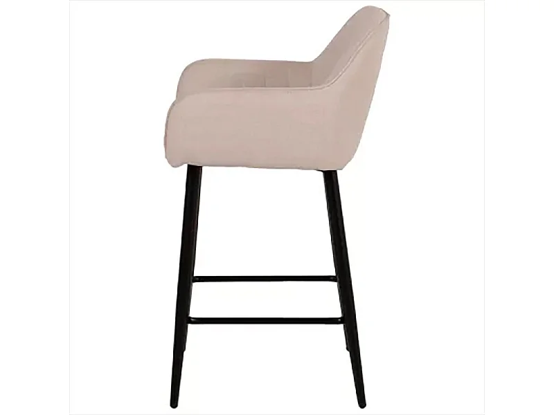 Tabouret de bar avec accoudoirs tissu beige