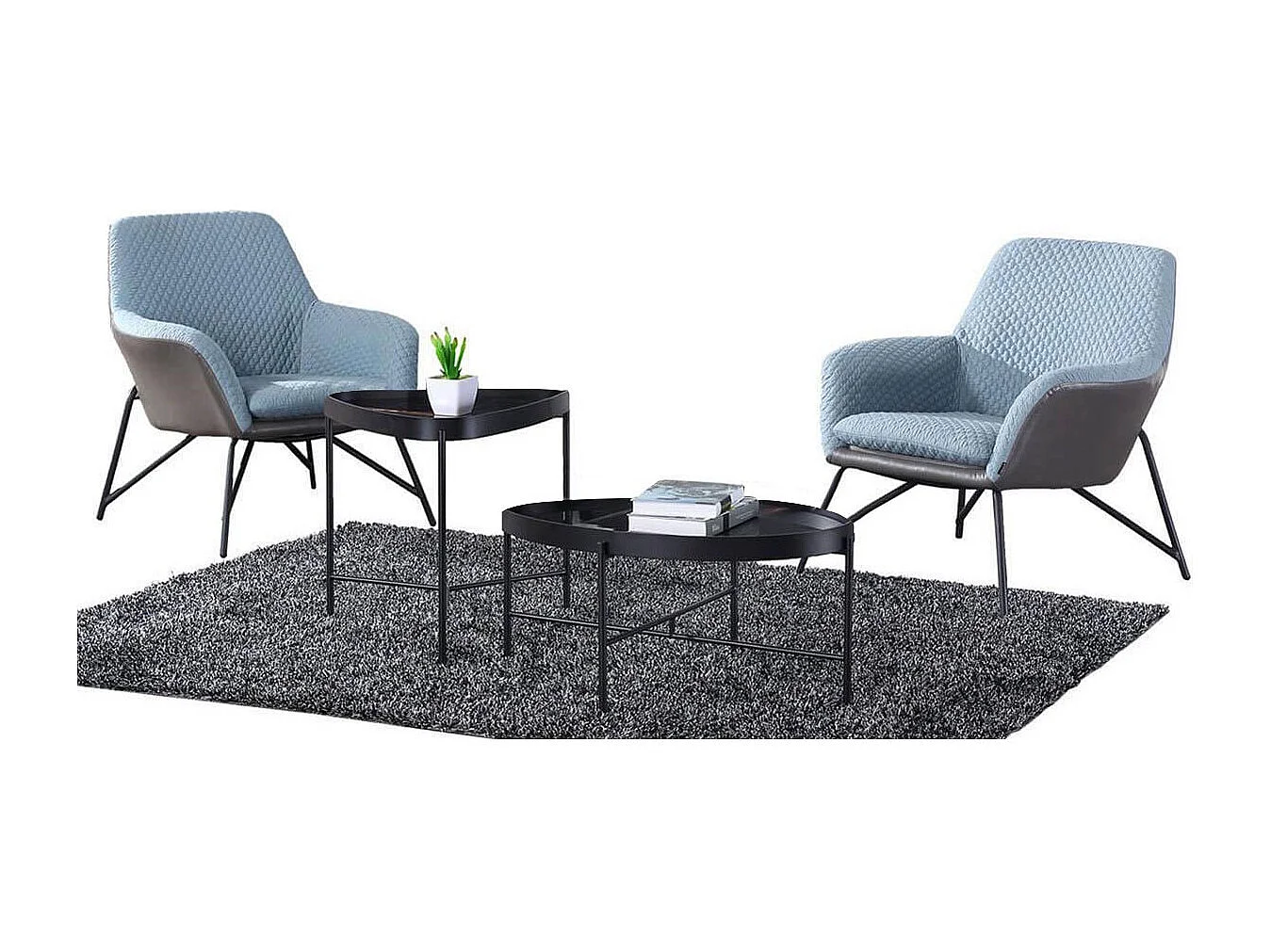 Table d'appoint marbre PINTO - Noir - Noir