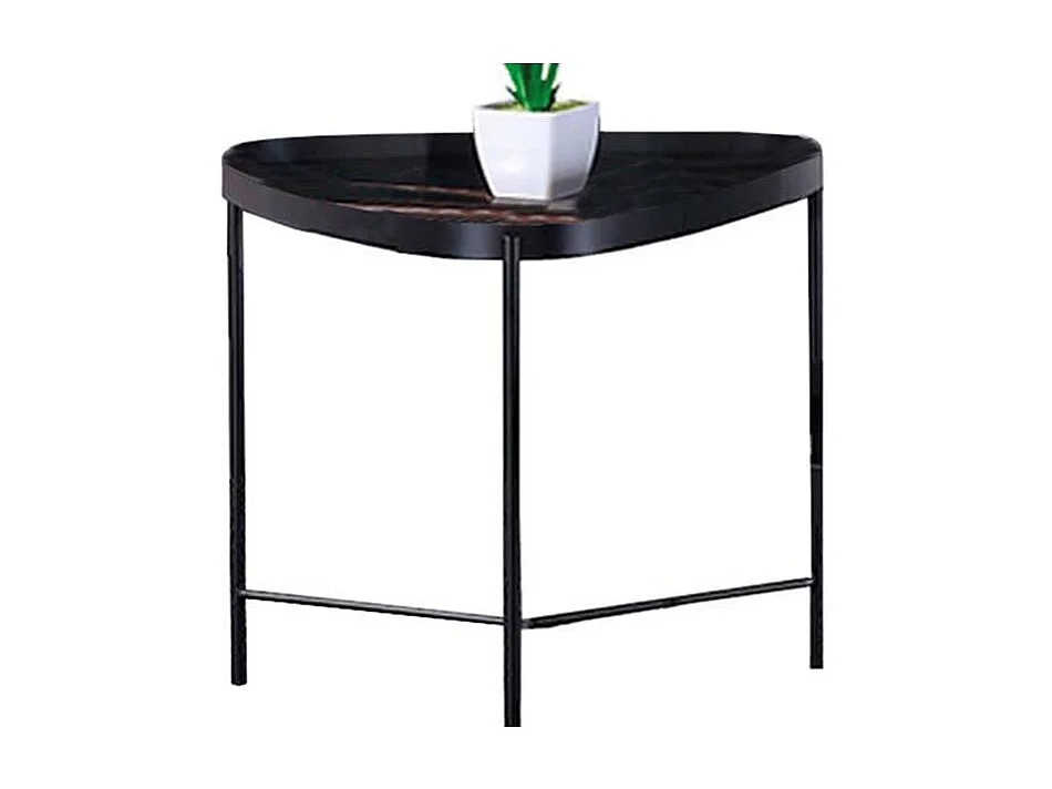 Table d'appoint marbre PINTO - Noir - Noir