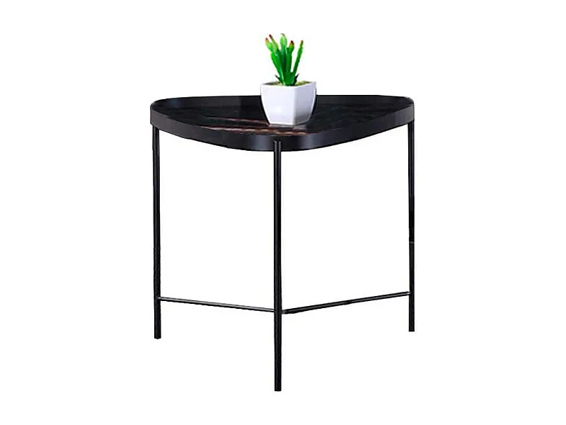 Table d'appoint marbre PINTO - Noir - Noir