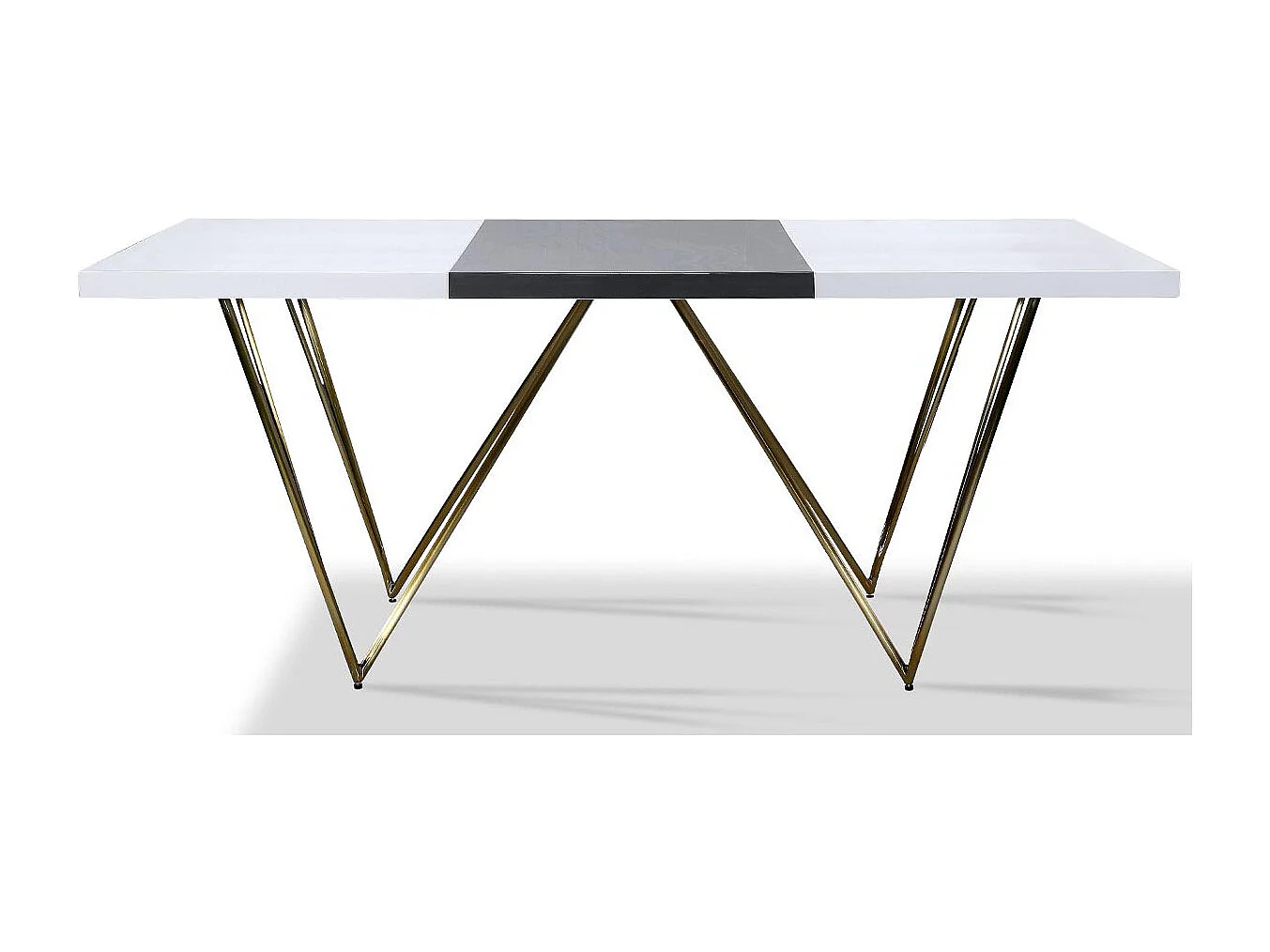 Table à manger laqué/acier JAZZ - Blanc/Gris/Gold - Blanc