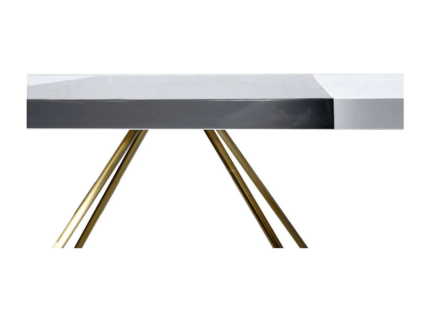 Table à manger laqué/acier JAZZ - Blanc/Gris/Gold - Blanc