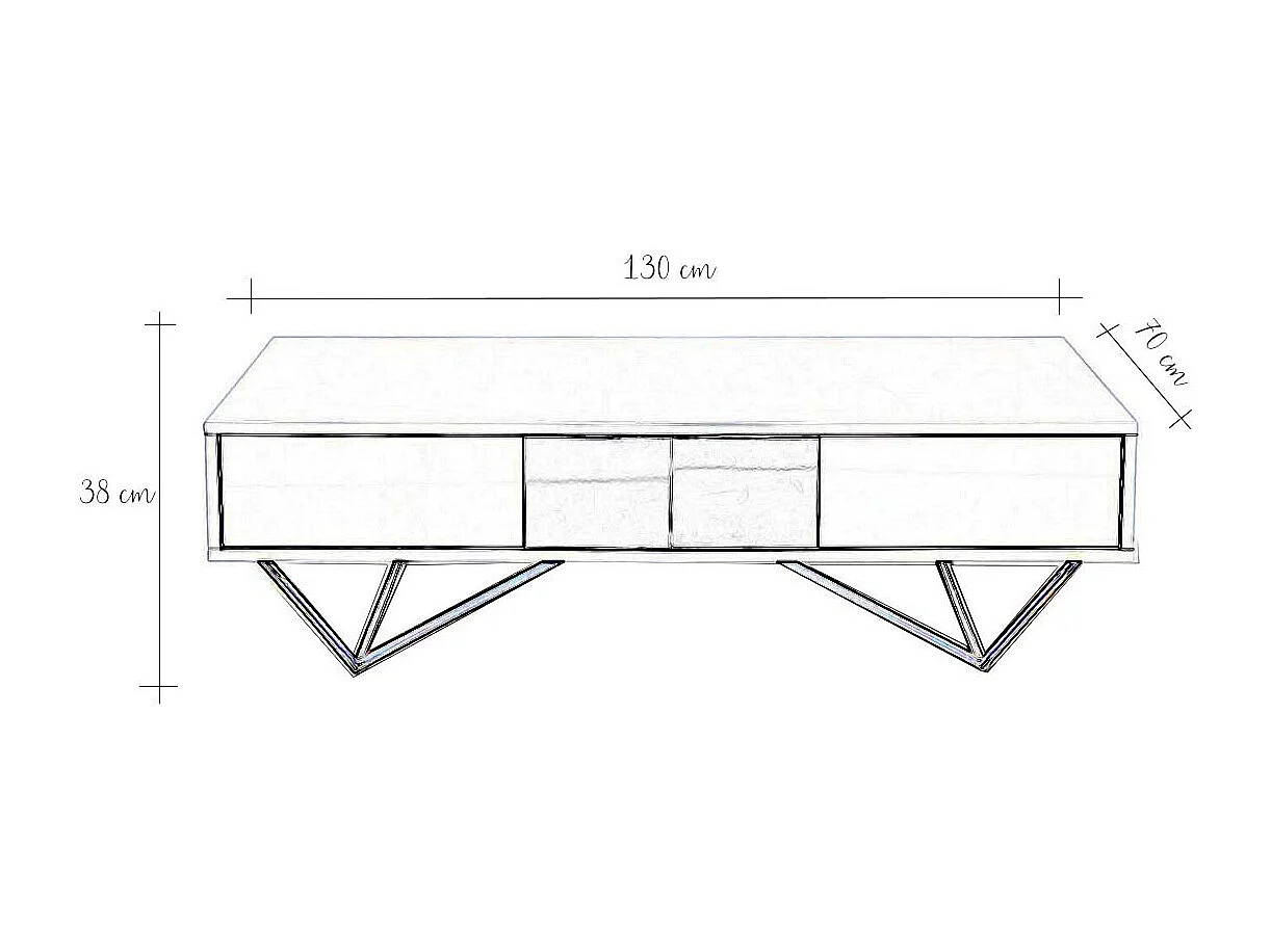 Table basse laqué/acier JAZZ - Blanc/Gris/Gold - Blanc