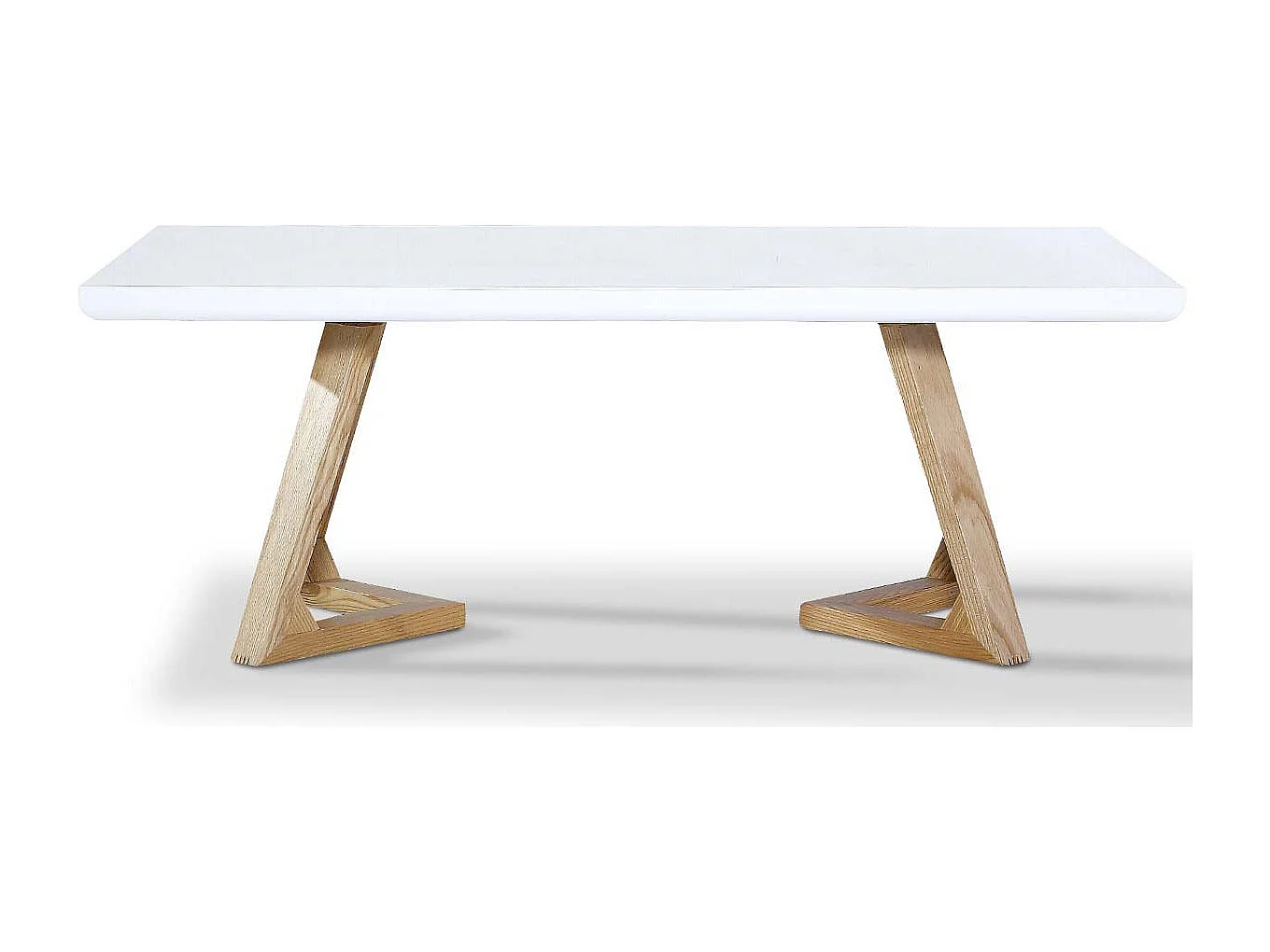 Table basse bois/laqué DUNE - Frêne/Blanc - Blanc