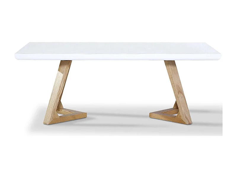 Table basse bois/laqué DUNE - Frêne/Blanc - Blanc