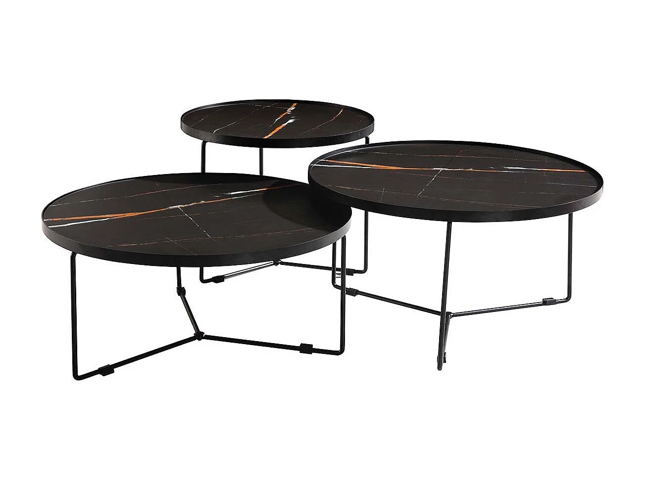 Table basse verre Large ZEBRA - Effet marbré (A1) - Noir