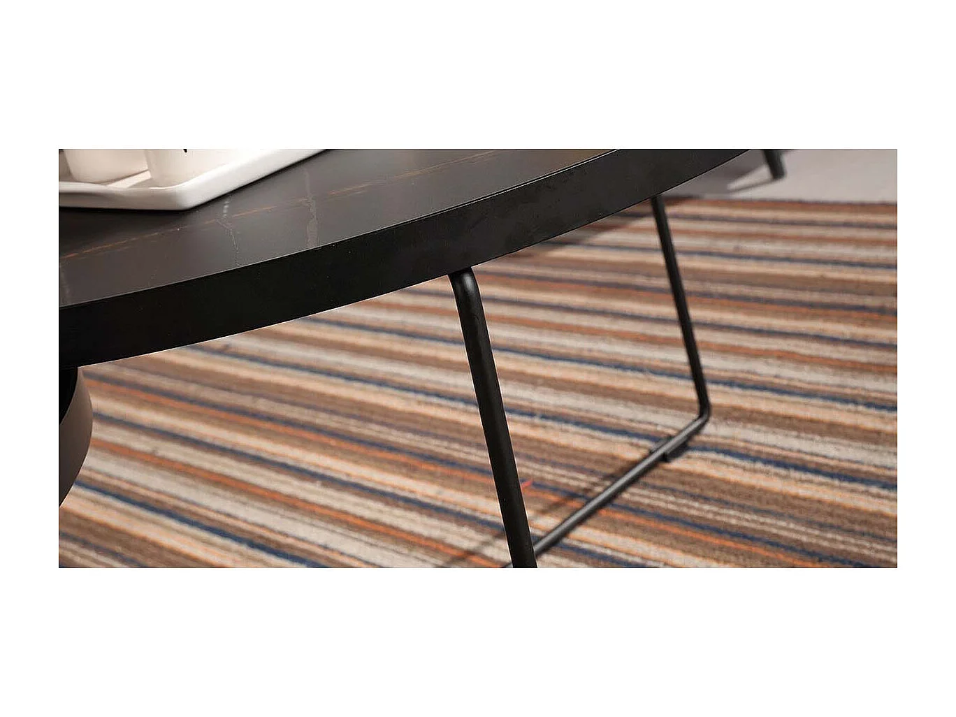 Table basse verre Large ZEBRA - Effet marbré (A1) - Noir