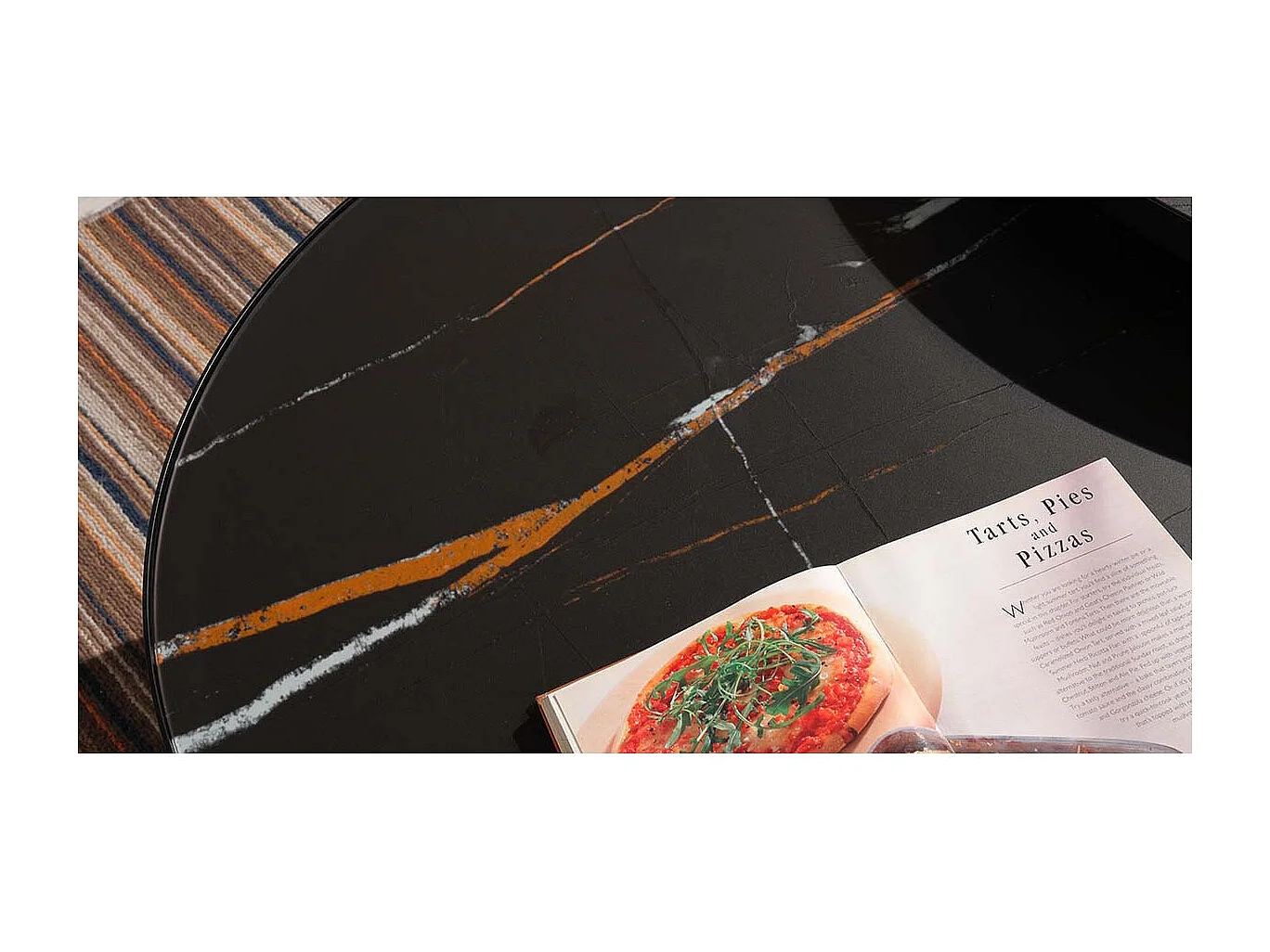 Table basse verre Large ZEBRA - Effet marbré (A1) - Noir