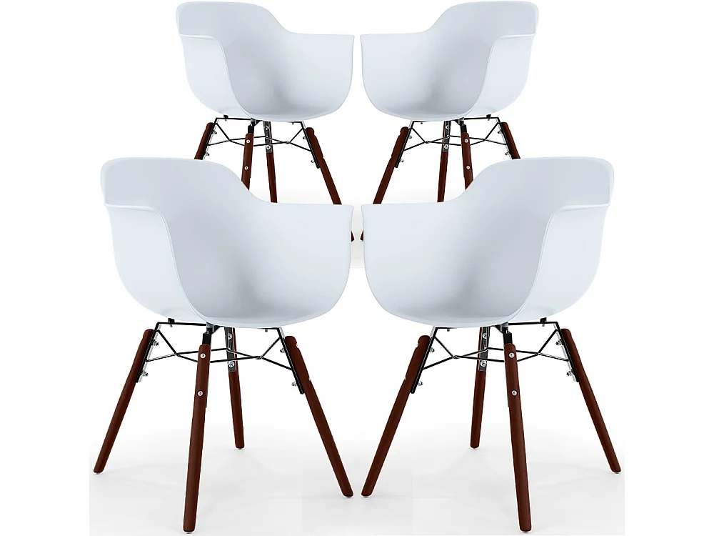 Sillas de Comedor - Diseño Escandinavo - Patas de Madera Oscura - Pack de 4 - Nordika